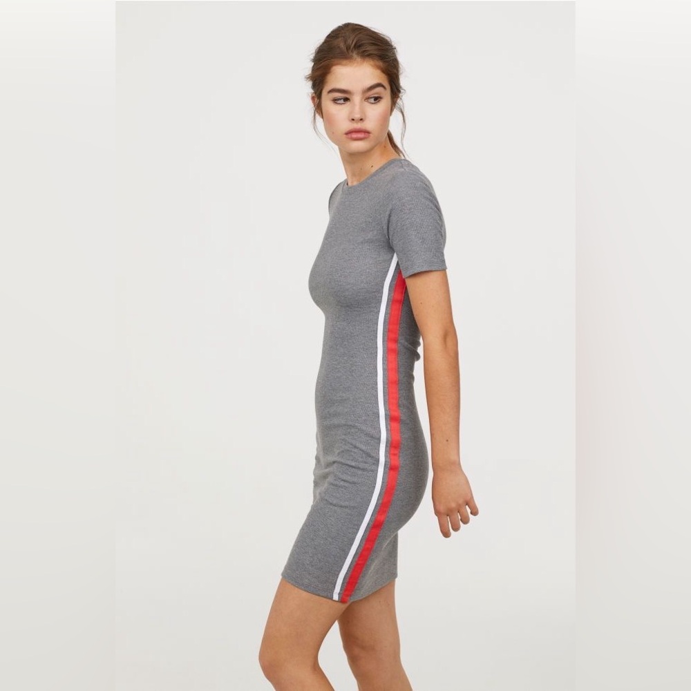 H&M Red and Gray Mini Dress